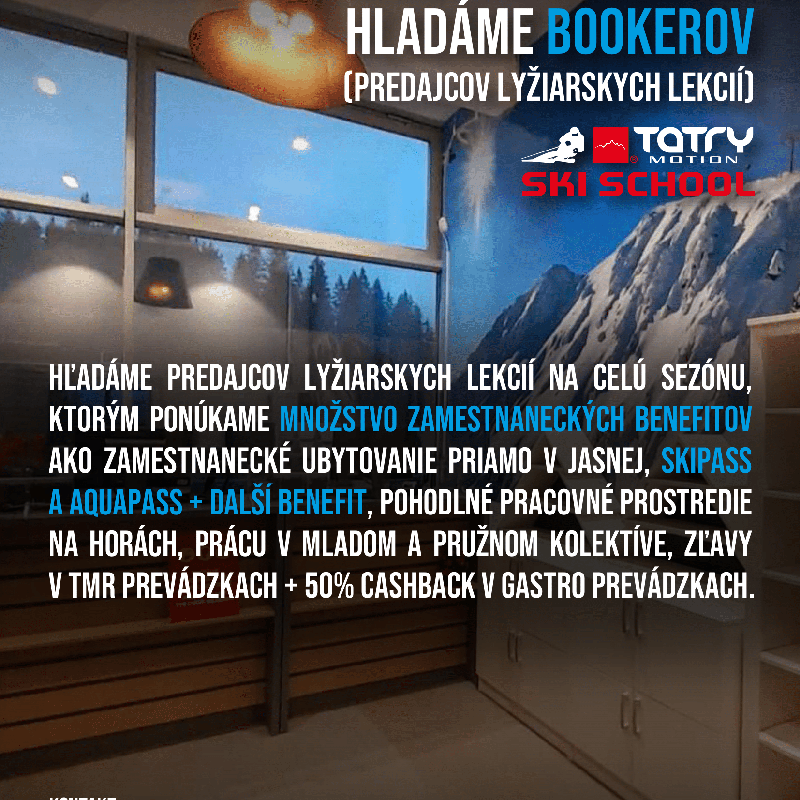 Booker pre lyžiarsku  školu Tatry Motion v JASNEJ